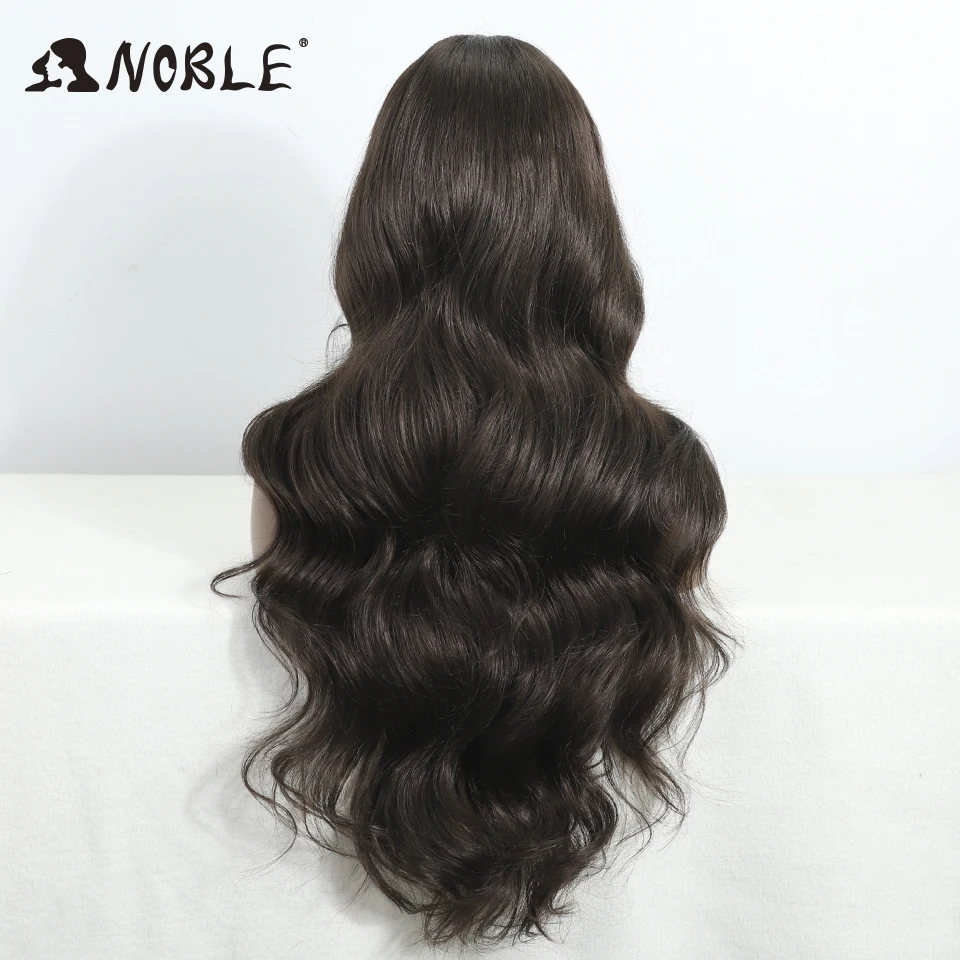 Noble Synthetic Lace Frontal Wig For Women Glueless Wig Body Wave Lace Wig Brown Ombre Blonde Wigs Heat Resistant Cosplay Wig