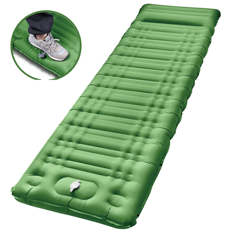 Double Sleeping Pad Camping Self Inflating Camping Pad with Pillow Outdoor Sleeping Mat Camping Mattress for Backpacking Hiking