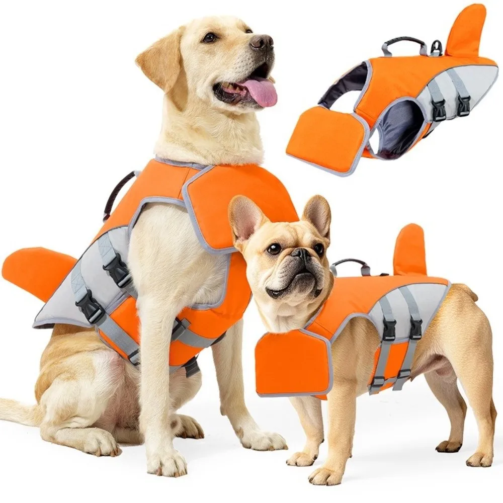 

Safety Dog Life Jacket Quick-release Buckle Back Traction Hook Dog Swimming Vest Adjustable Strap High Buoyancy