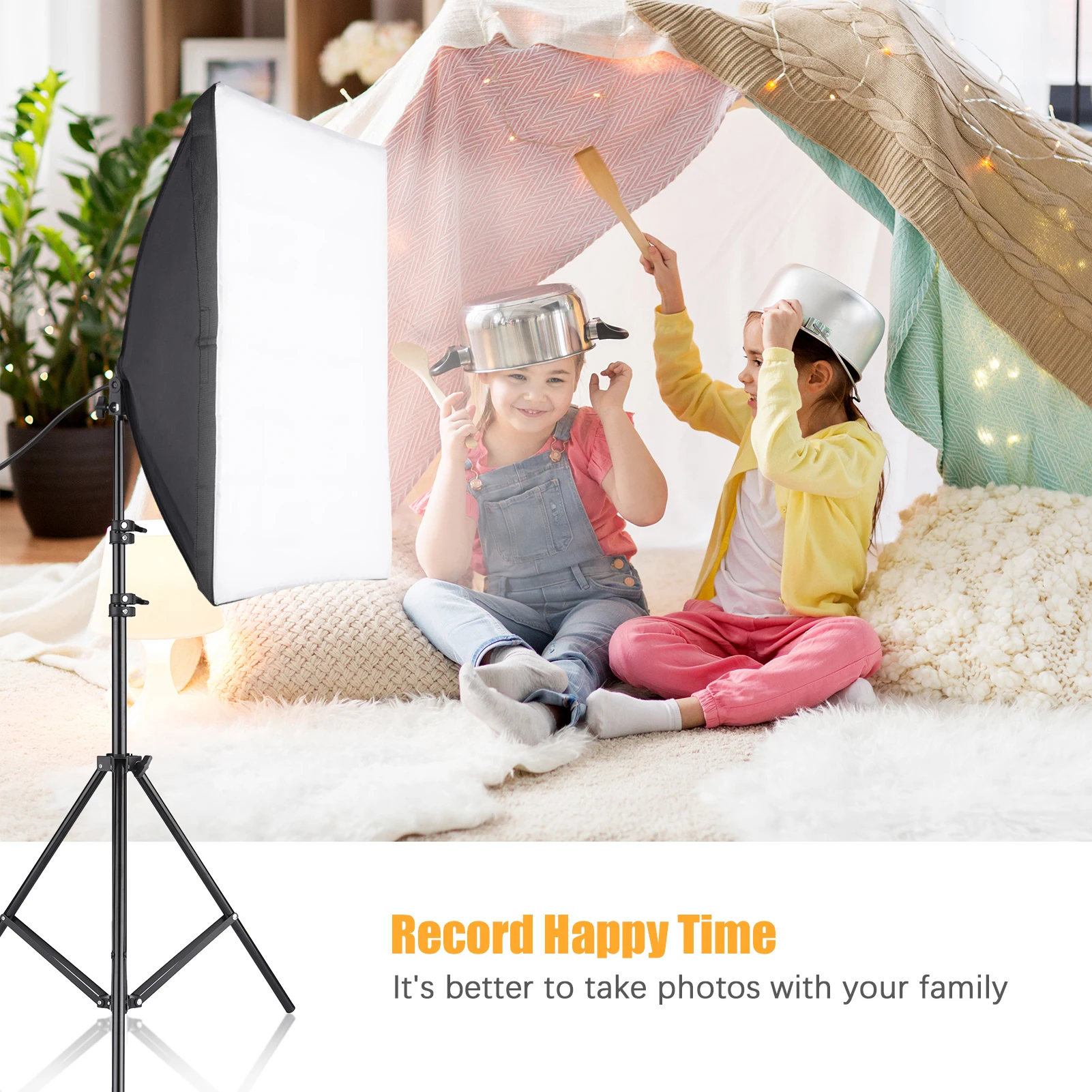 

Studio Photography Softbox Kit with 50x70cm Softbox * 1 + 2M Metal Tripod Stand * 1 for Live Streaming Portrait Product Photo
