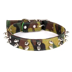 Pet Product Army Green camouflage Canvas Big Dog collar Sharp Spiked Studded Lead Pitbull Bulldog for Medium Large Dog Supplies