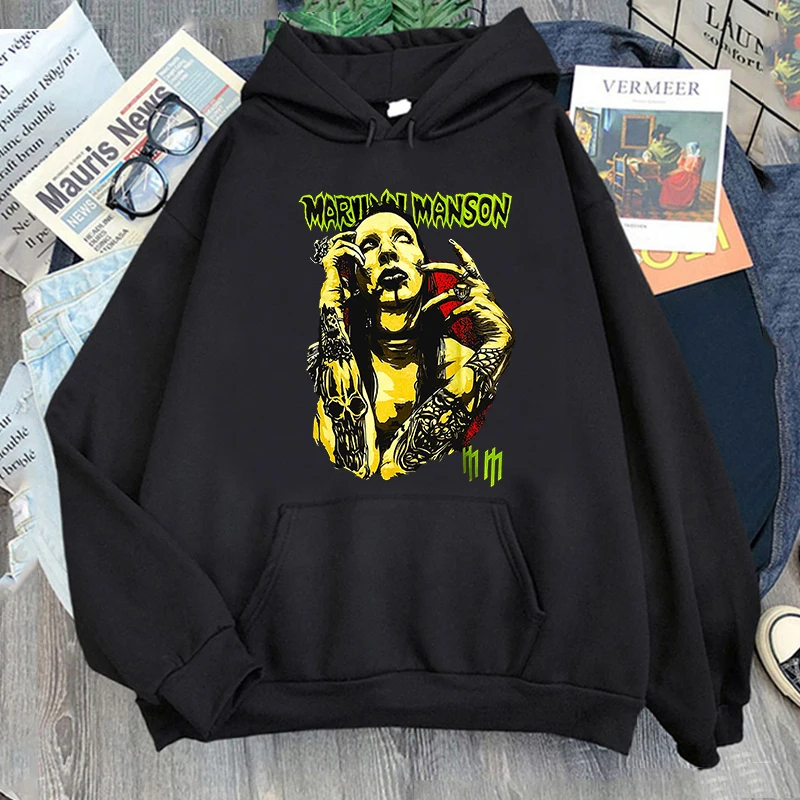 Marilyn Manson 2024 Tour Hoodie  Fans Harajuku Pullover Tops Sweatshirt Women/men Cartoon Graphic Autumn Fashion Fleece Clothes