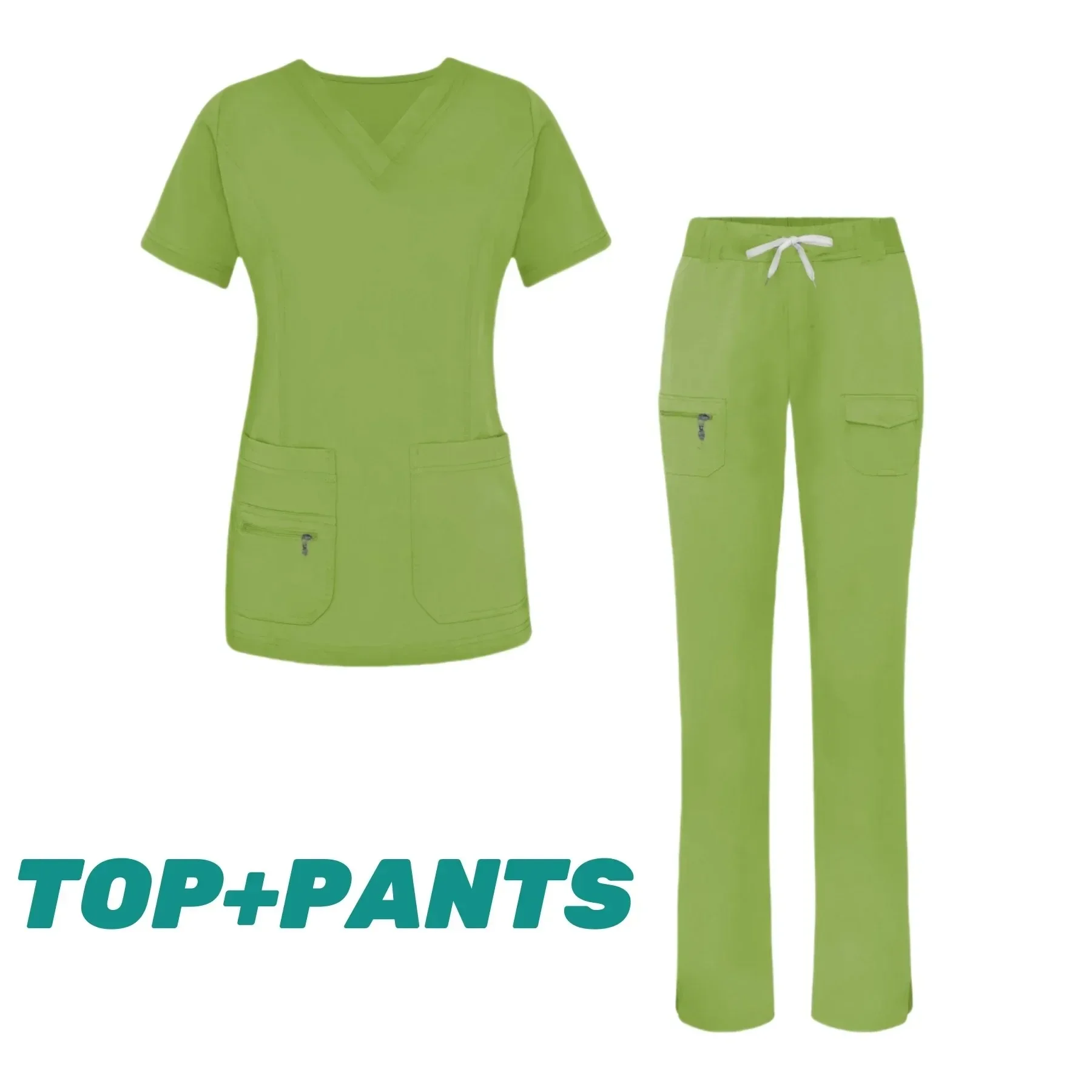 Conjunto de esfoliante de enfermagem lavável de elastano para mulheres uniformes de enfermagem anti-rugas tecido premium macio poliéster rayon