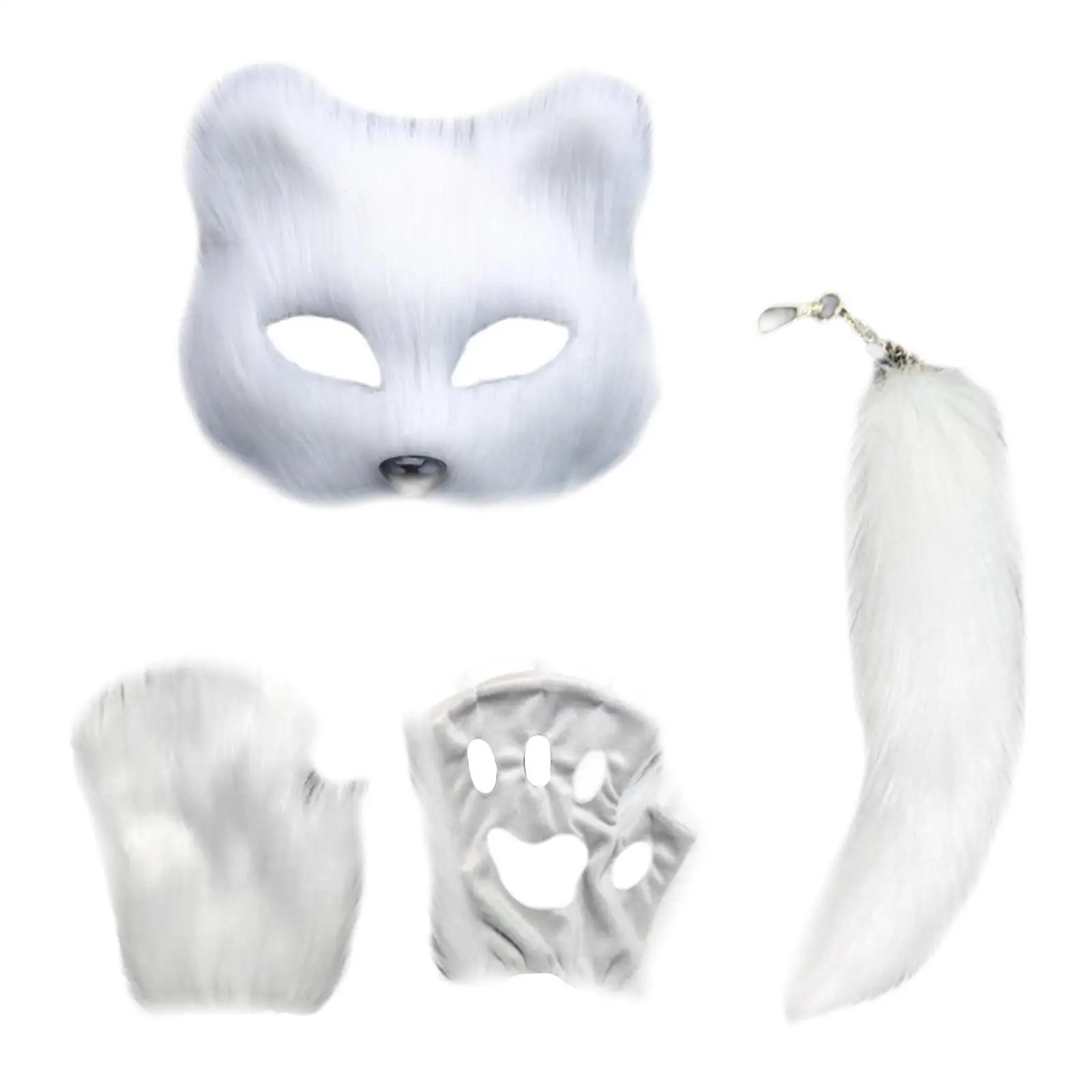 Animal mask and tail set, nice cosplay foot gloves for birthday party festival