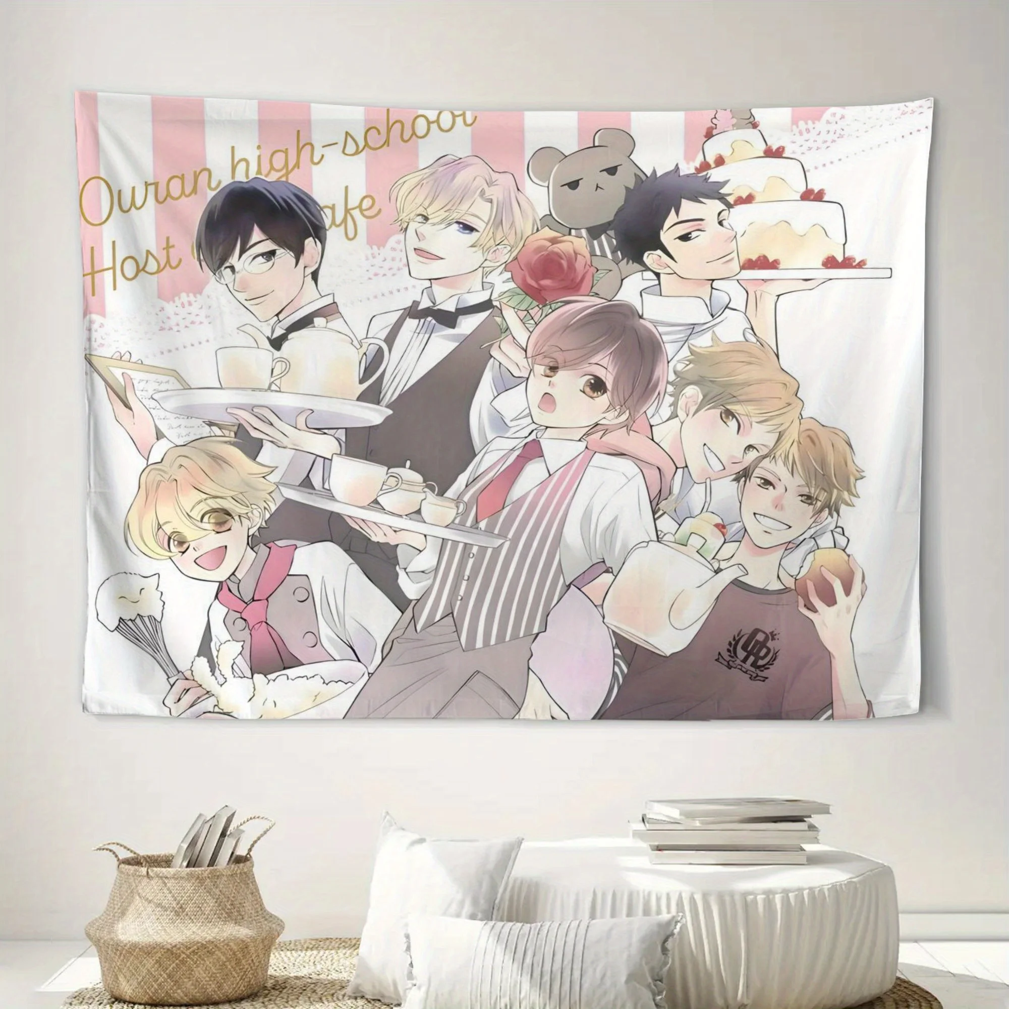 Tapiz Decorativo con Diseño de O-Ouran High School Host Club, Decoración Moderna para el Hogar, Pieza Decorativa para Sala de Estar y Habitación de Fanáticos del Anime