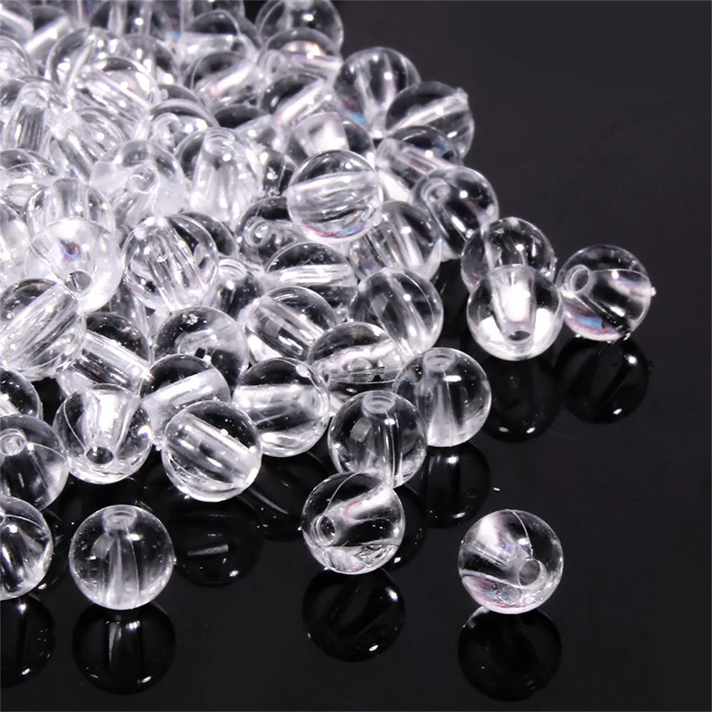 50/100/200 Stück 6/8/10/12 mm Acryl transparente große Löcher Perlen Spacer Perlen für DIY Halskette Armband Schmuckherstellung