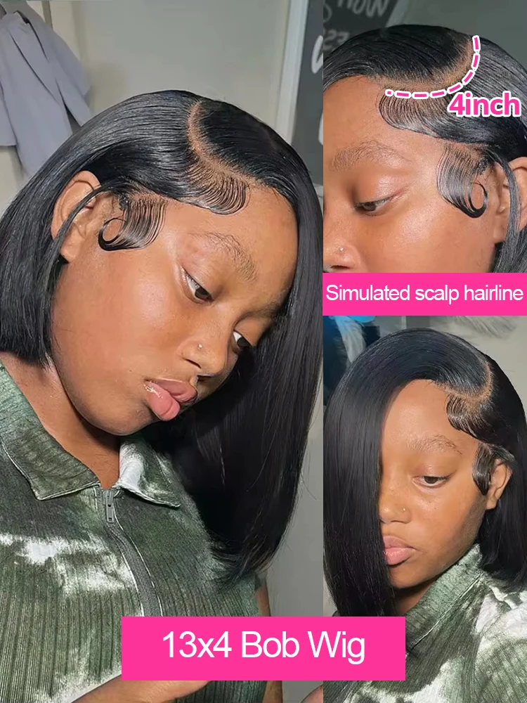 200% Straight Lace Front Wig Human Hair 13x4 13x6 HD Transparent Lace Frontal Wigs Short Bob Hair Wigs For Women 100% Human Hair image 5