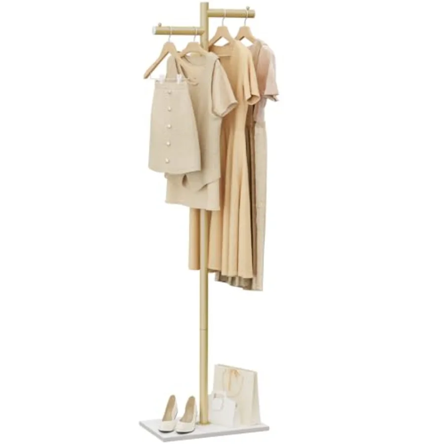 

Free-standing Metal Coat Racks Modern Garment Rack Z-shaped Coat Tree with Natural Rock Base for Bedroom Office Hallway Entrywa