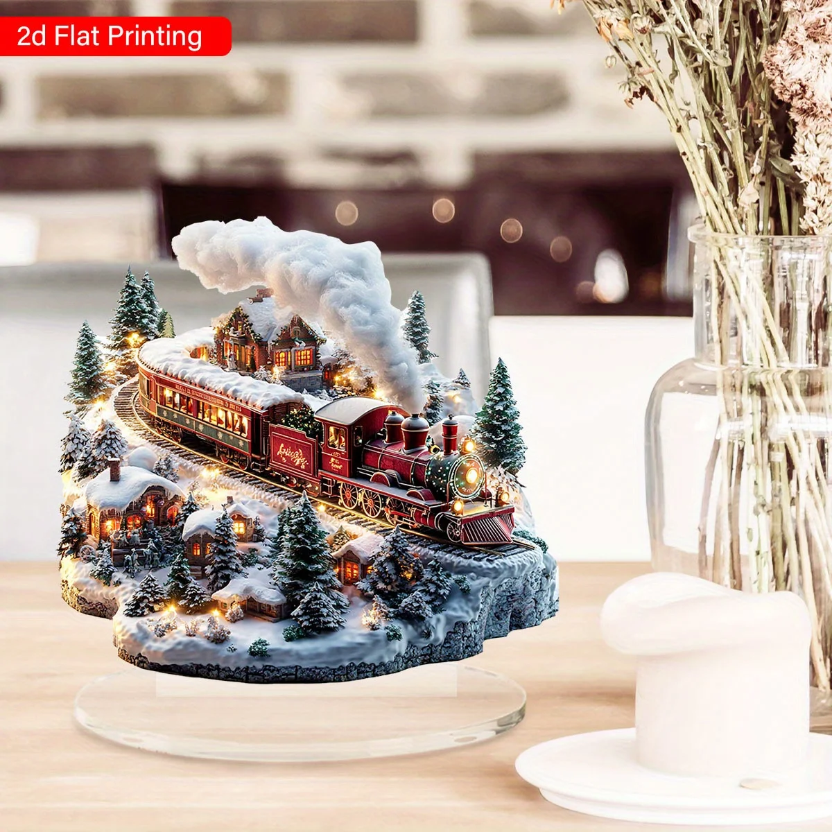 Christmas Acrylic desktop Display Sign Classic Holiday Decoration Multifunctional Christmas Gift Plaque, Elegant Style