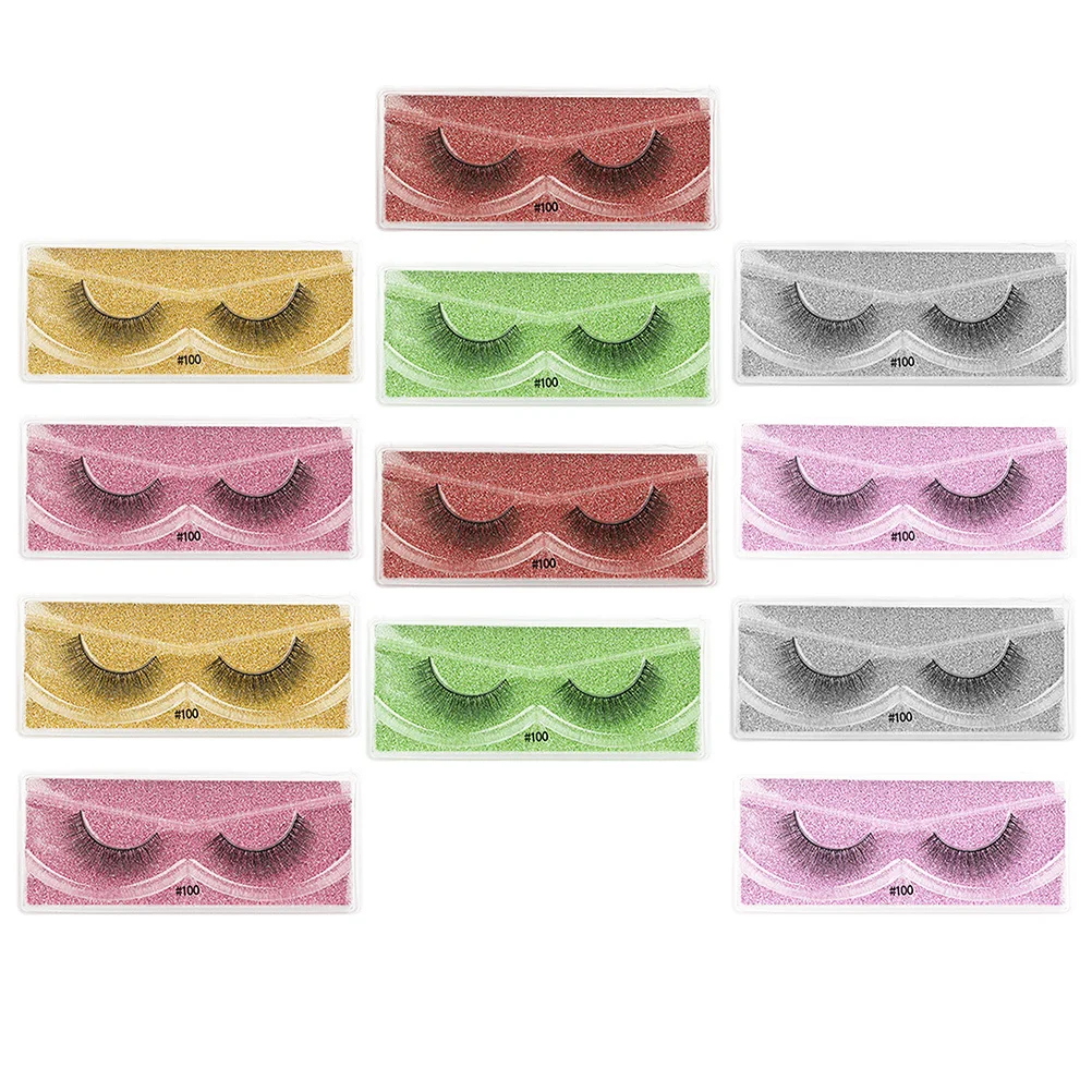 

12 Pairs False Eyelash Set Thick Dense 3D Fiber Supple Makeup Eyelashes For Women Daily Party Stage Performance Use