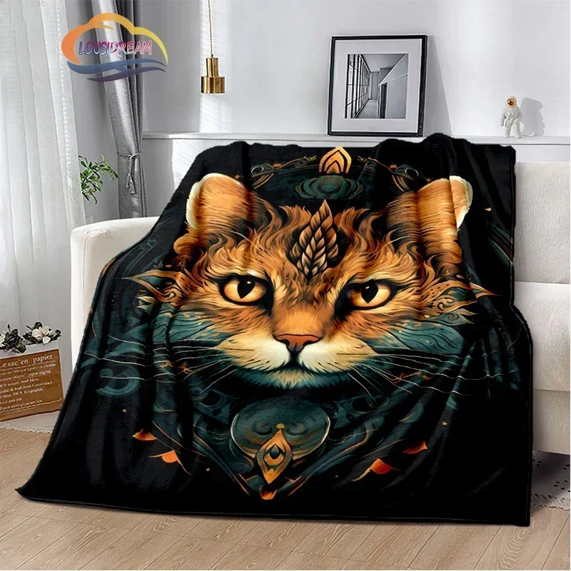 Cute Cartoon Cat Blanket Animal Soft Comfortable Art Warm All Seasons Blanket Suitable for Sofa Bed Cover Office Carpet