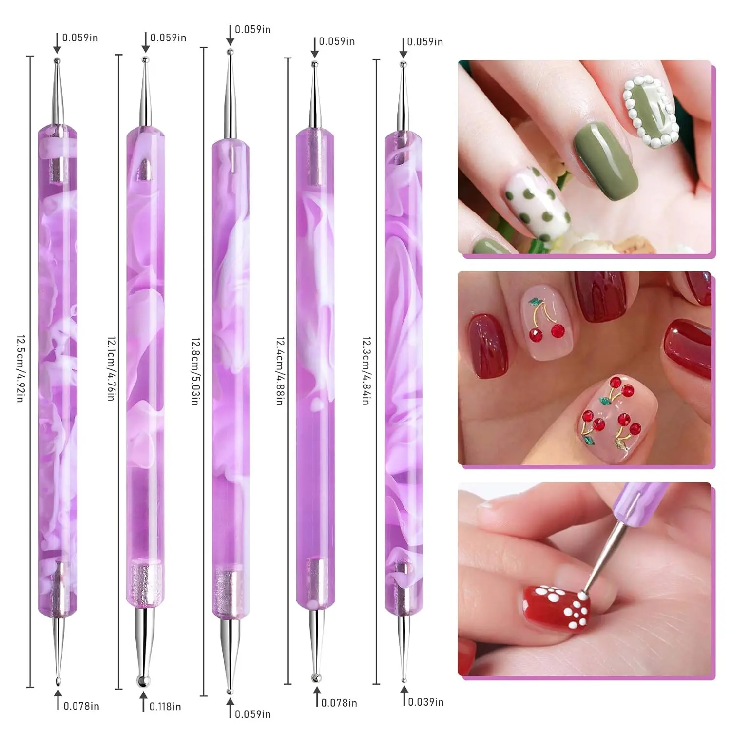 19 pezzi pennelli per nail art set gel UV pennello per smalto nail art pennello per pittura strumento punteggiatura pennelli per rimozione polvere per unghie per unghie