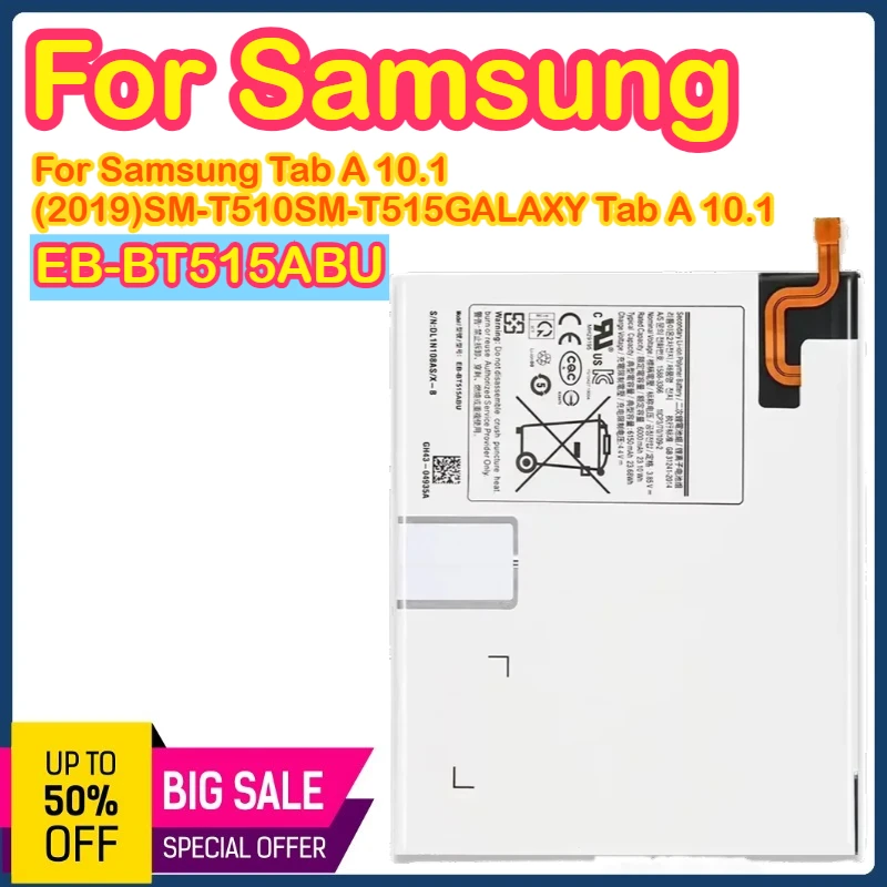 

EB-BT515ABU 3.8V 6150mAh For Samsung Galaxy Tab A 10.1 2019 SM-T510 T517 T510 T515Tab A 10.1 2016 T580 T585 T580N Bateria