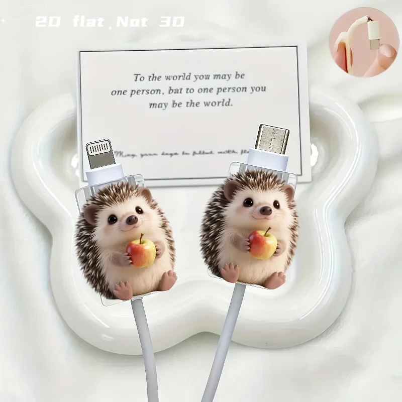For Apple Hedgehog Charge Protector Case For iPhone Charger Protective Transparent For Samsung Type-C Data Head Protector Shell