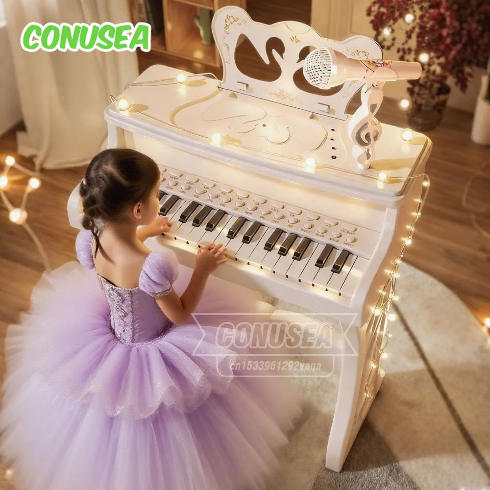 Pianoforte elettronico per bambini con microfono Tastiera educativa per bambini Strumento multifunzionale Giocattoli musicali per ragazzi e ragazze