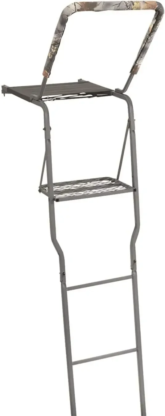 15' Hunting Ladder Tree Stand with Shooting Rail, Elevated Climbing Mesh Seat, Hunting Gear Equipment Accessories