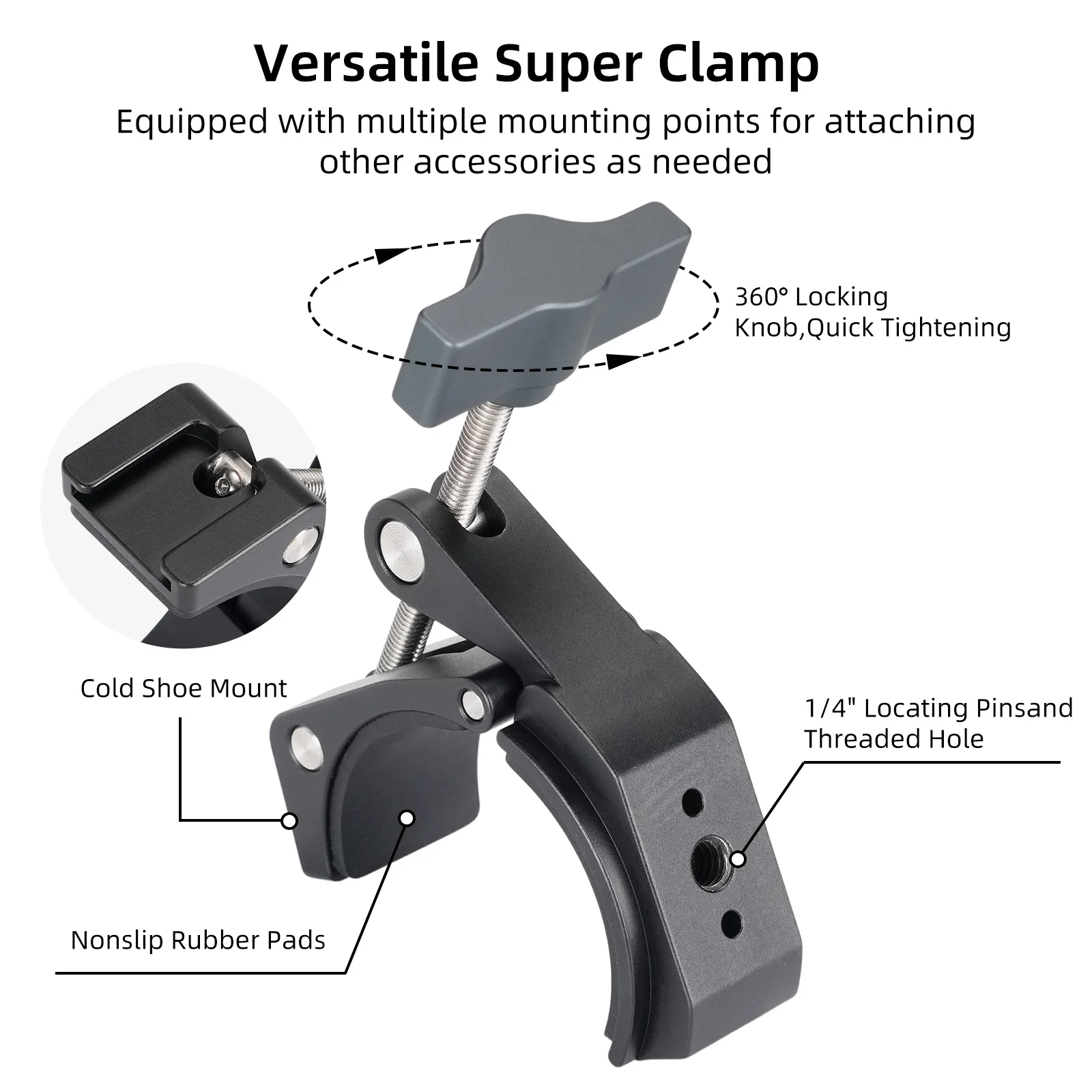 Super Clamp with Cold Shoe and 1/4\