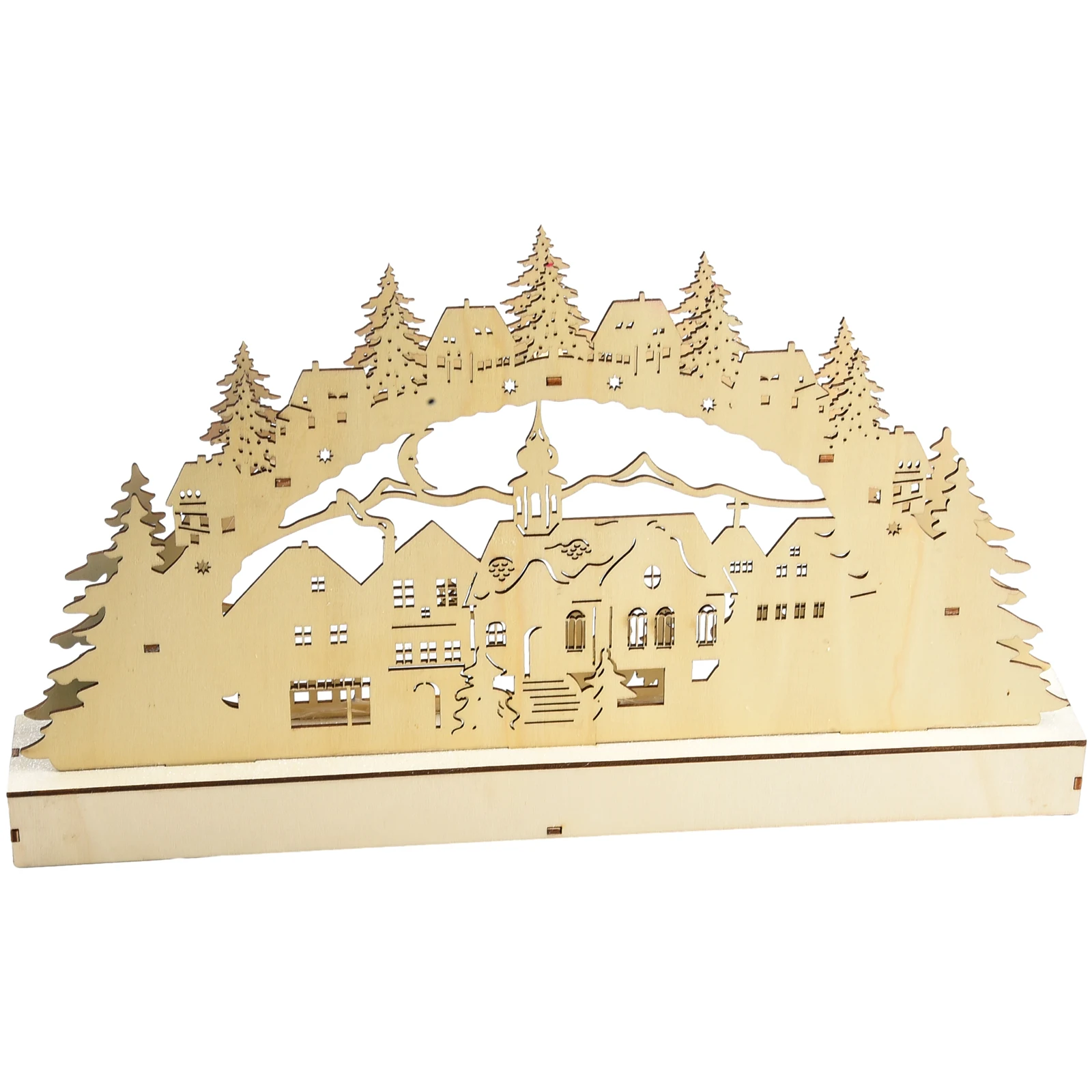 

Wooden Christmas Village Houses With LED Light And Music Christmas Scene Decorations Home Semicircular Creative Ornaments