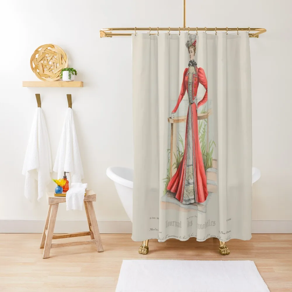 

Victorian Lady with Red Dress from a 1884 Paris Fashion Magazine Shower Curtain Waterproof Shower Curtain
