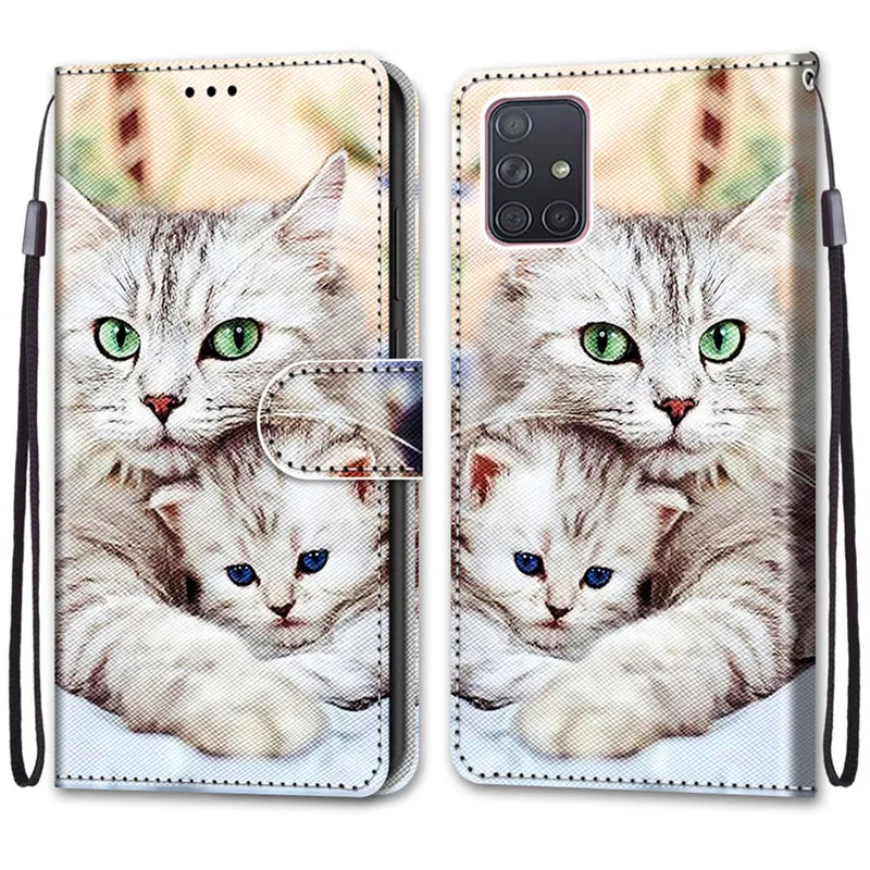 Flower Pattern Flip Case For Samsung Galaxy A71 A 71 4G SM-A715 A71Case Wallet Leather Phone Cases Stand Book Cover Bags 2023