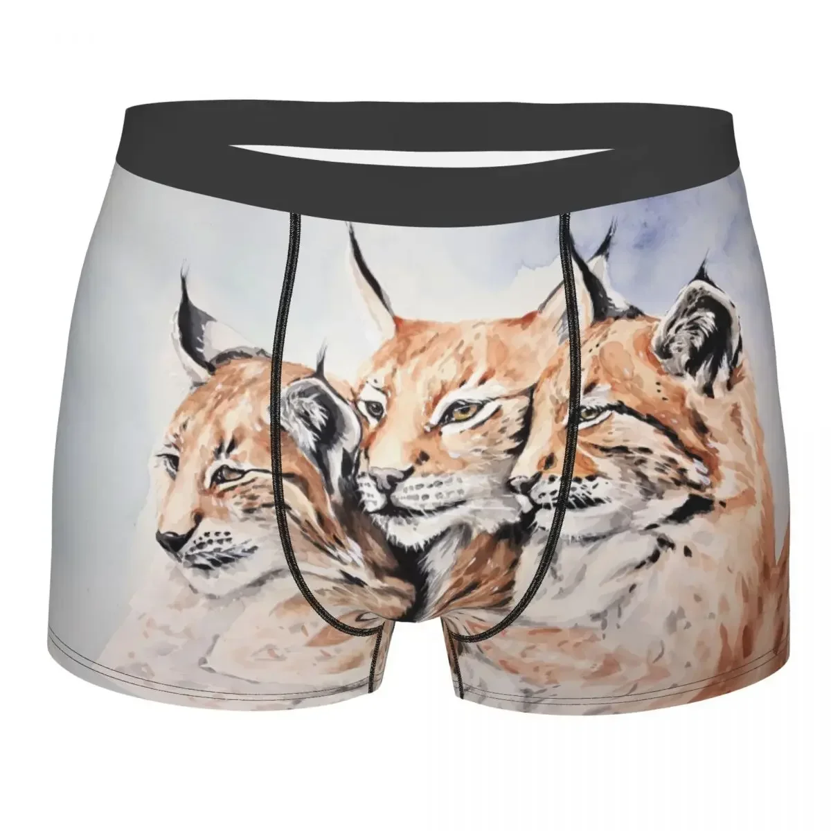 Animal Arts Lynx Cat Underpants Cotton Panties Male Underwear Print Shorts Boxer Briefs