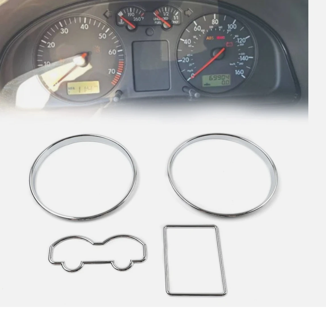 Chrome Speedometer Gauge Dial Rings Trim For VW Golf MK4 Passat B5 T4 Van Jetta