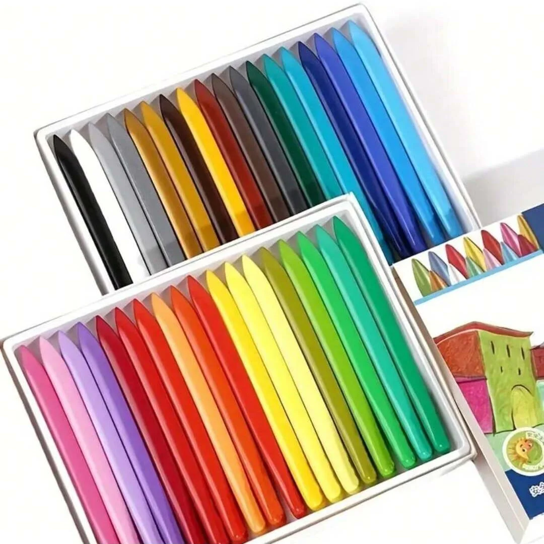 6/12/24/36 Color Washable Triangular Crayons, Non-toxic Waterproof Non-stick Crayons with Box, Holiday Gifts
