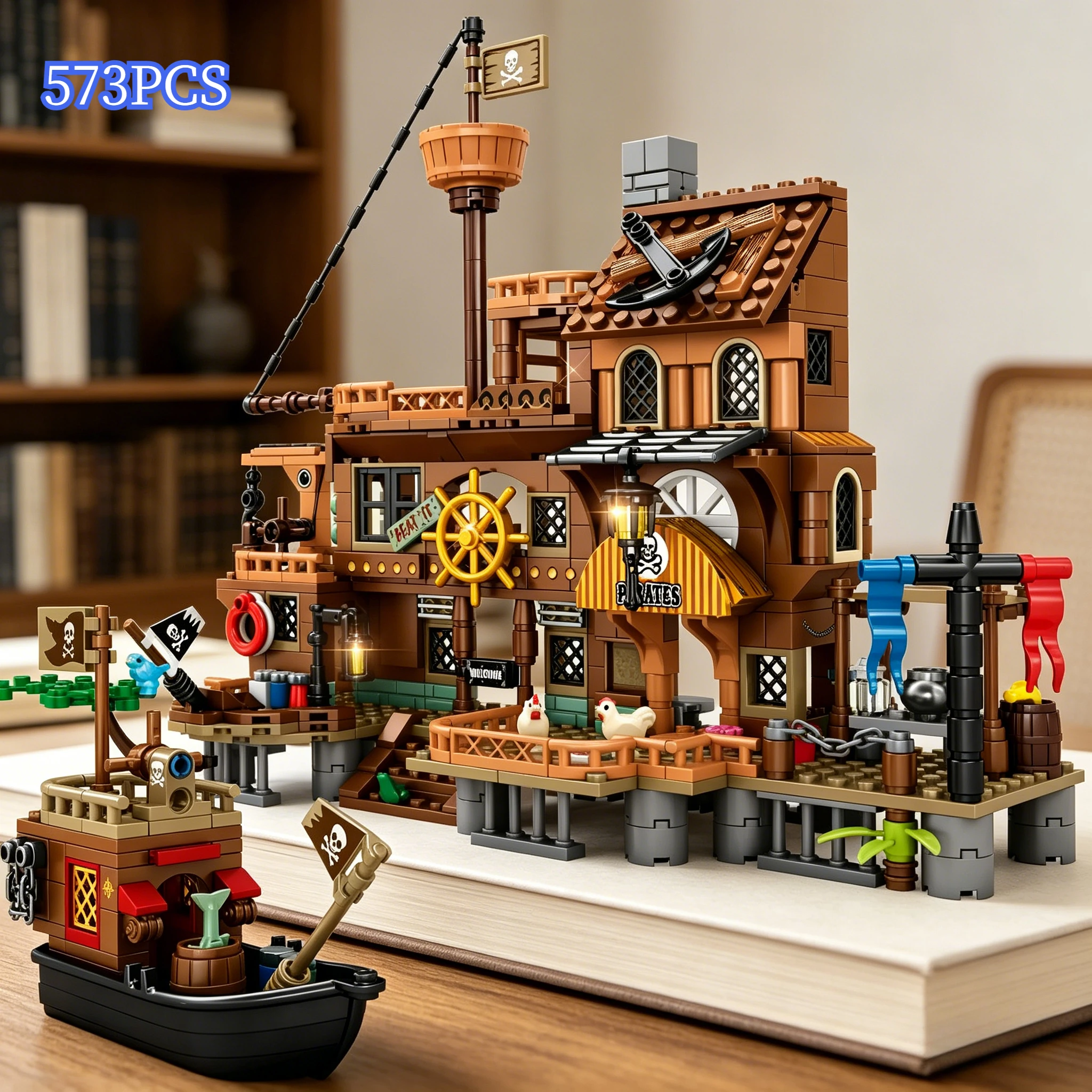 

Ideas Pirate Ship Model Building Blocks Set,Halloween Christmas Gifts,Children'S Toys,Compatible With Legoed Particles，573pcs