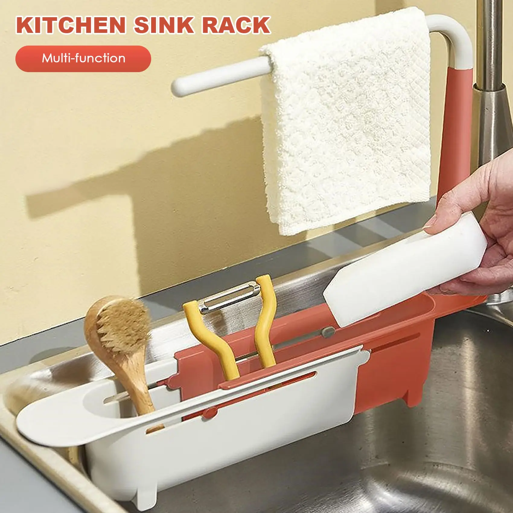 

Многофункциональная подставка для кухонной раковины J1UL1N, подставка для тряпок, телескопическая подставка для раковины, подставка для слива воды, подставка для губок