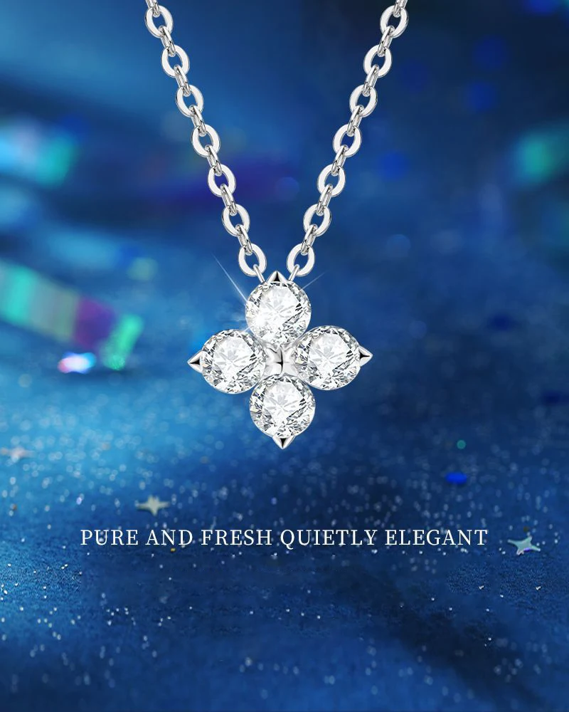 

Ожерелье-чокер из стерлингового серебра 925 пробы, цвет D, муассанит, подвеска в виде клевера, ожерелья для женщин, ювелирные изделия с муассанитом, подарок