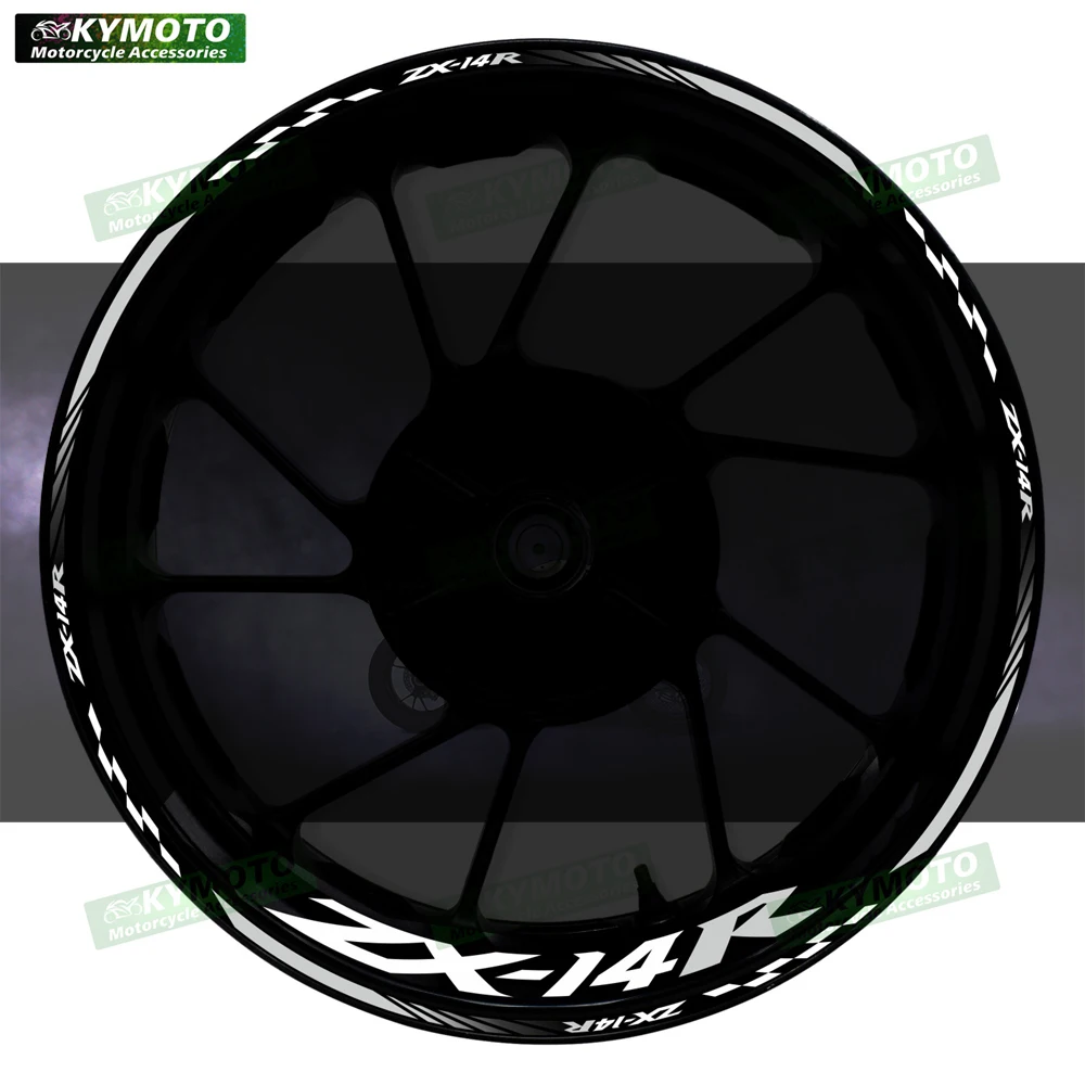 

For ZX-14R ZX14R motorcycle accessories 17 inch front and rear wheel decals hub modified reflective fairing rim stripe stickers