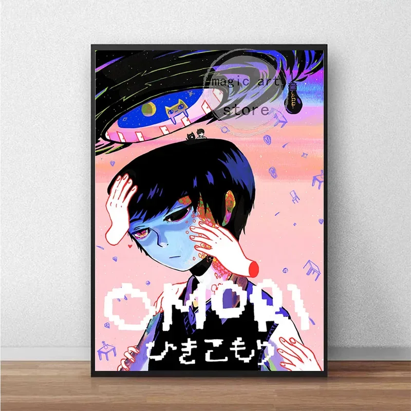 Horror Anime Style Video Game Omori Protagonist Game Scene HD Canvas Print Poster Room Home Bar Decoration