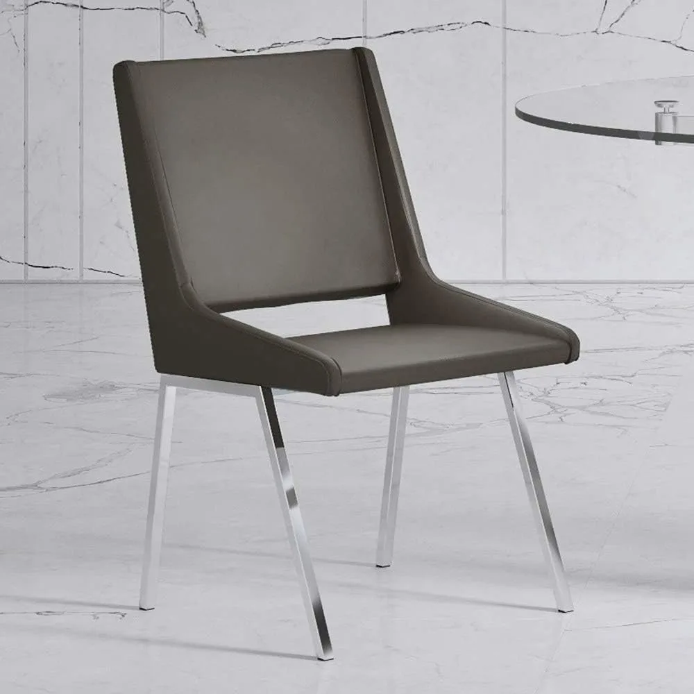 

Современный обеденный стул Fiore из темно-серого кожзаменителя и хрома