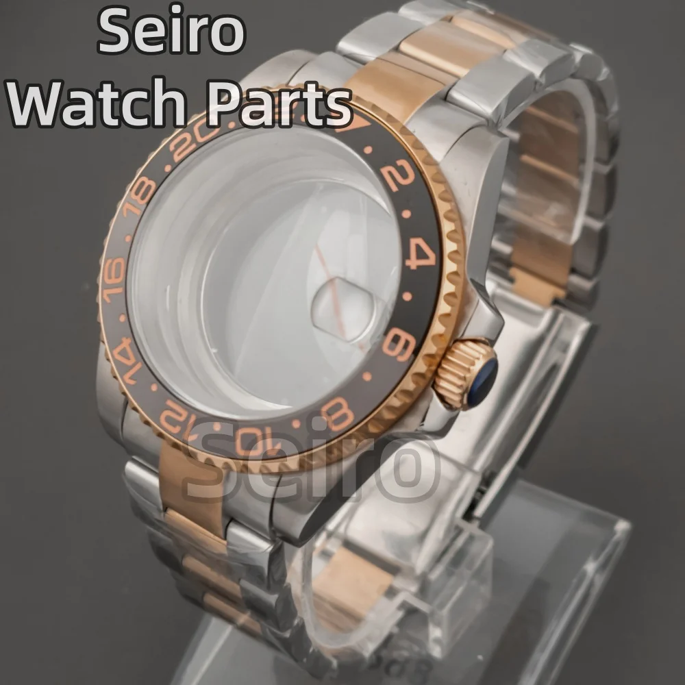 

Jubilee bracelet strap rose gold watch case 40mm sapphire glass waterproof fit NH34 NH35 NH36 movement 28.5mm dial sub gmt yacht