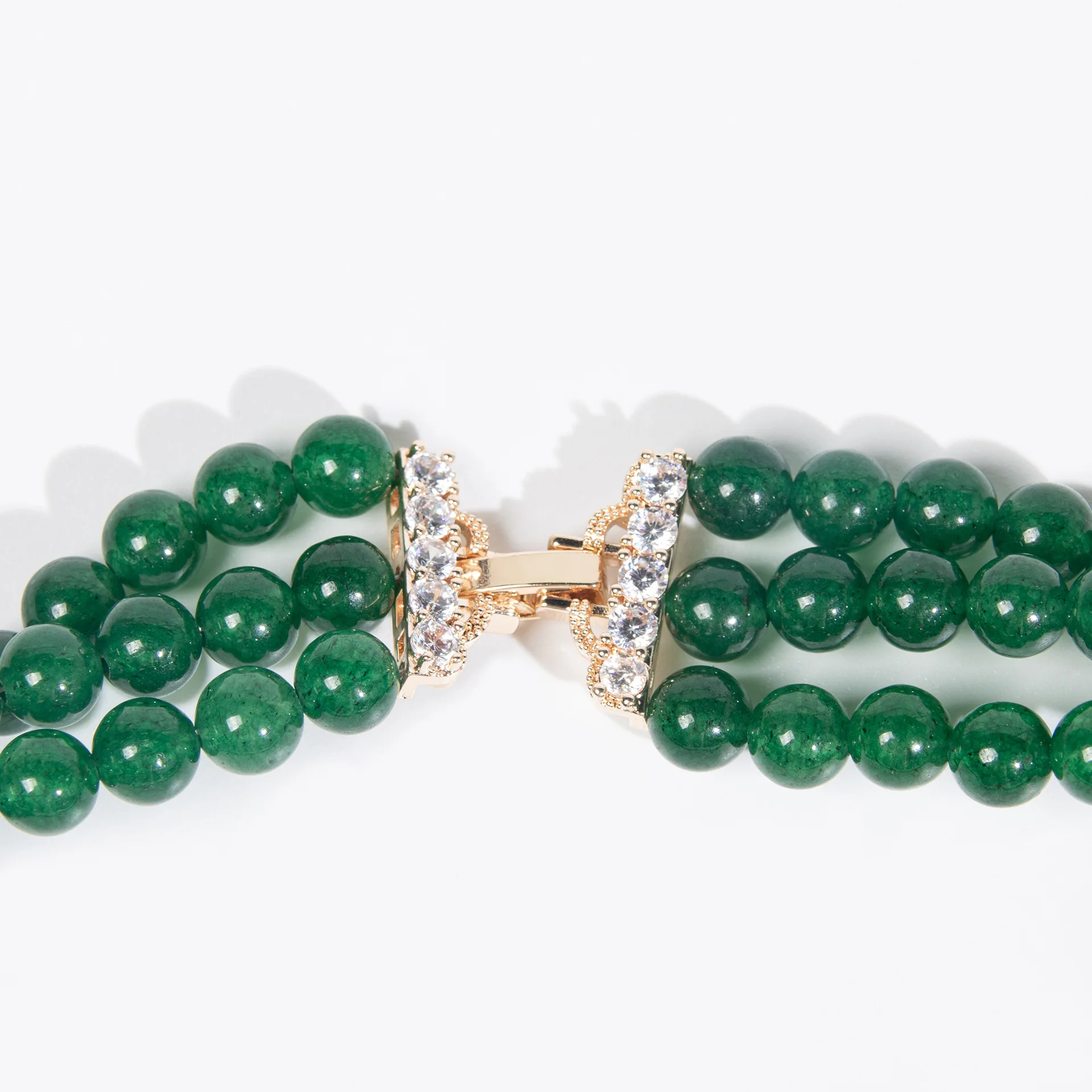 قلادة طبقات مزدوجة الطبقات على الطراز الأوروبي الأمريكي الخفيف الفاخر والشخصي - خرز الزمرد، مميز بالألماس المتلألئ #3