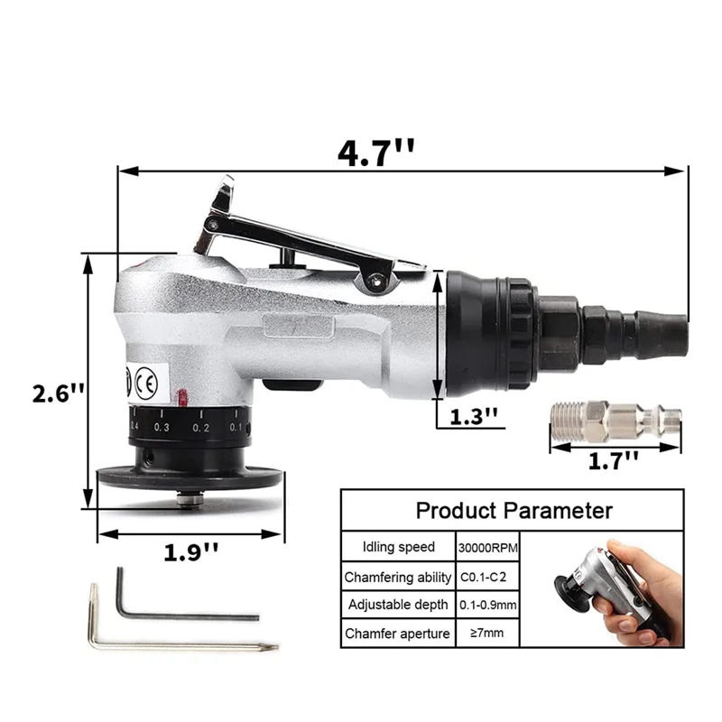 

Mini Pneumatic Chamfering Tool With Replace Blades Inserts And Bearings, 45 Degree Air Chamfer Deburring Tool-BAAQ