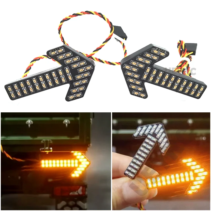 Luz indicadora de flecha LED para camión de control remoto, 4 modos, piezas de lámpara de agua corriente para 1/14 Tamiya Tipper SCANIA 770S 56368 VOLVO BENZ MAN Dit