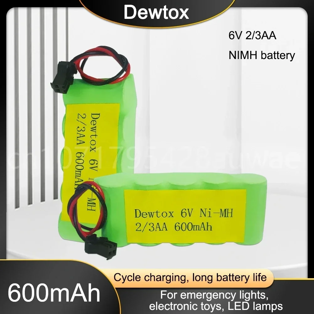 6V 2/3AA 600mAh Ni-Mh Rechargeable Battery Pack with Plugs Cell for Toys Emergency Light Cordless Phone Cell Remote Control Car