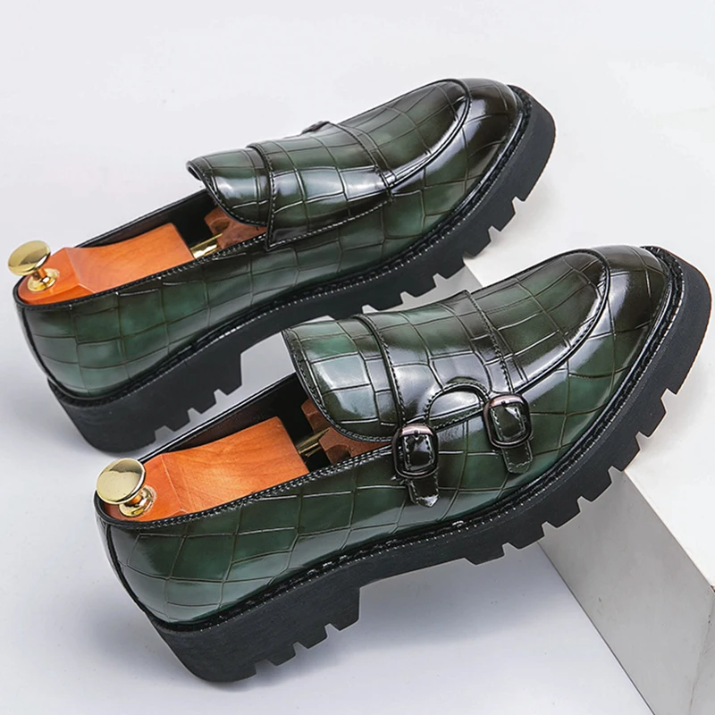 Platform Loafers Men Classic Casual Leather Shoes Men Dress Wedding Casual Business Shoes For Men Party Social Office Loafers