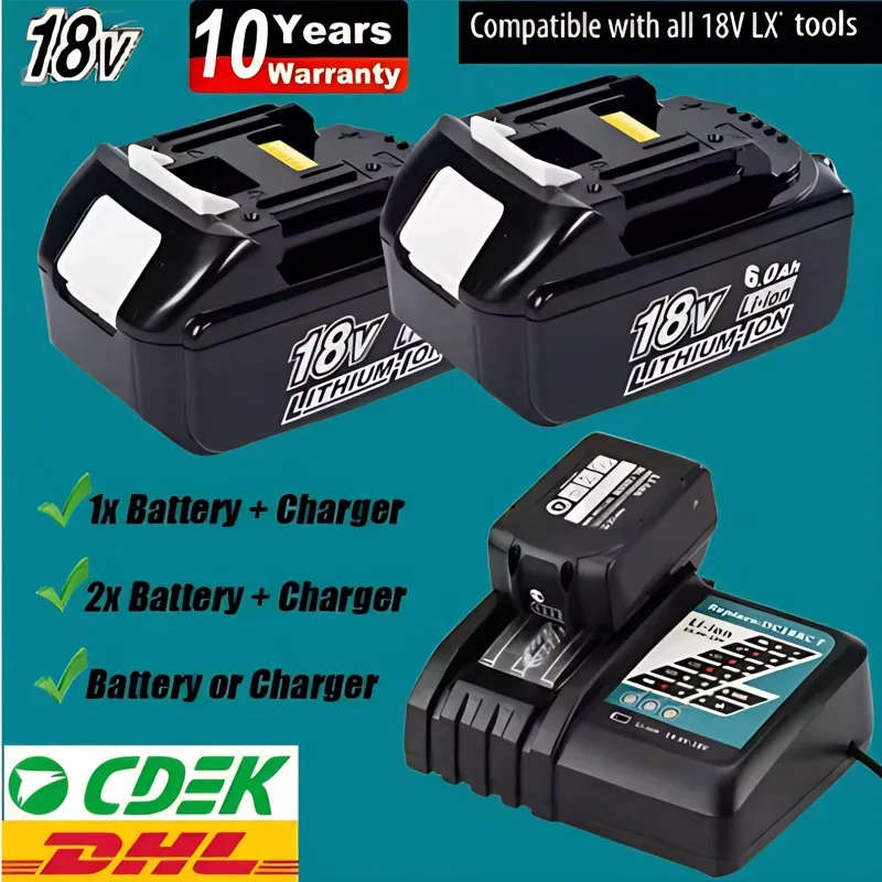 100% Original Makita 6Ah/5Ah/3Ah for Makita 18V Battery BL1830B BL1850B BL1850 BL1840 BL1860 BL1815 Replacement Lithium Battery