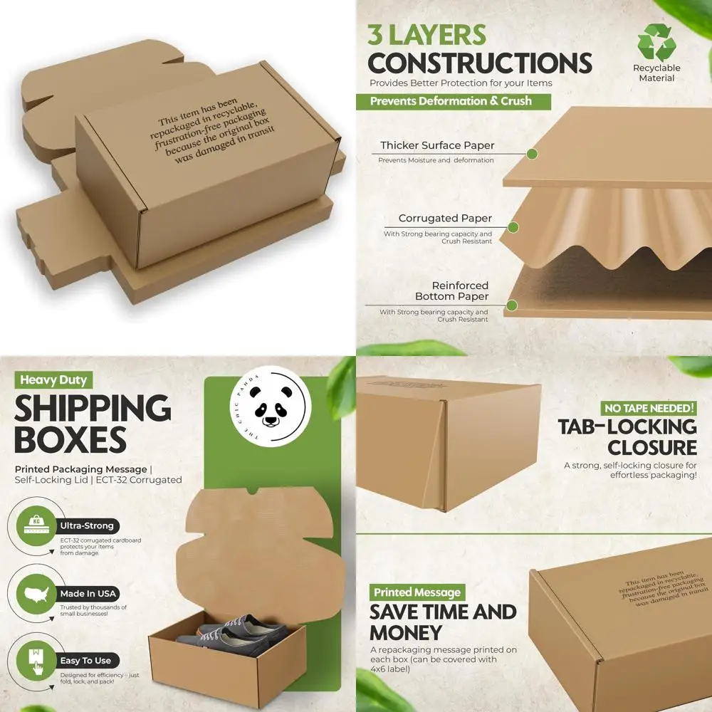 صناديق أحذية من الورق المقوى متوسطة التحمل للشحن - صناديق بريد مموجة مقاس 12 × 9 × 4.125 بوصة مع أغطية ذاتية الغلق #1