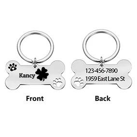 

1pc Creative Swirling four-leaf Customized Name clover Personalized Text Laser Engraving Dog Tag Keychain Engraved For Kitten