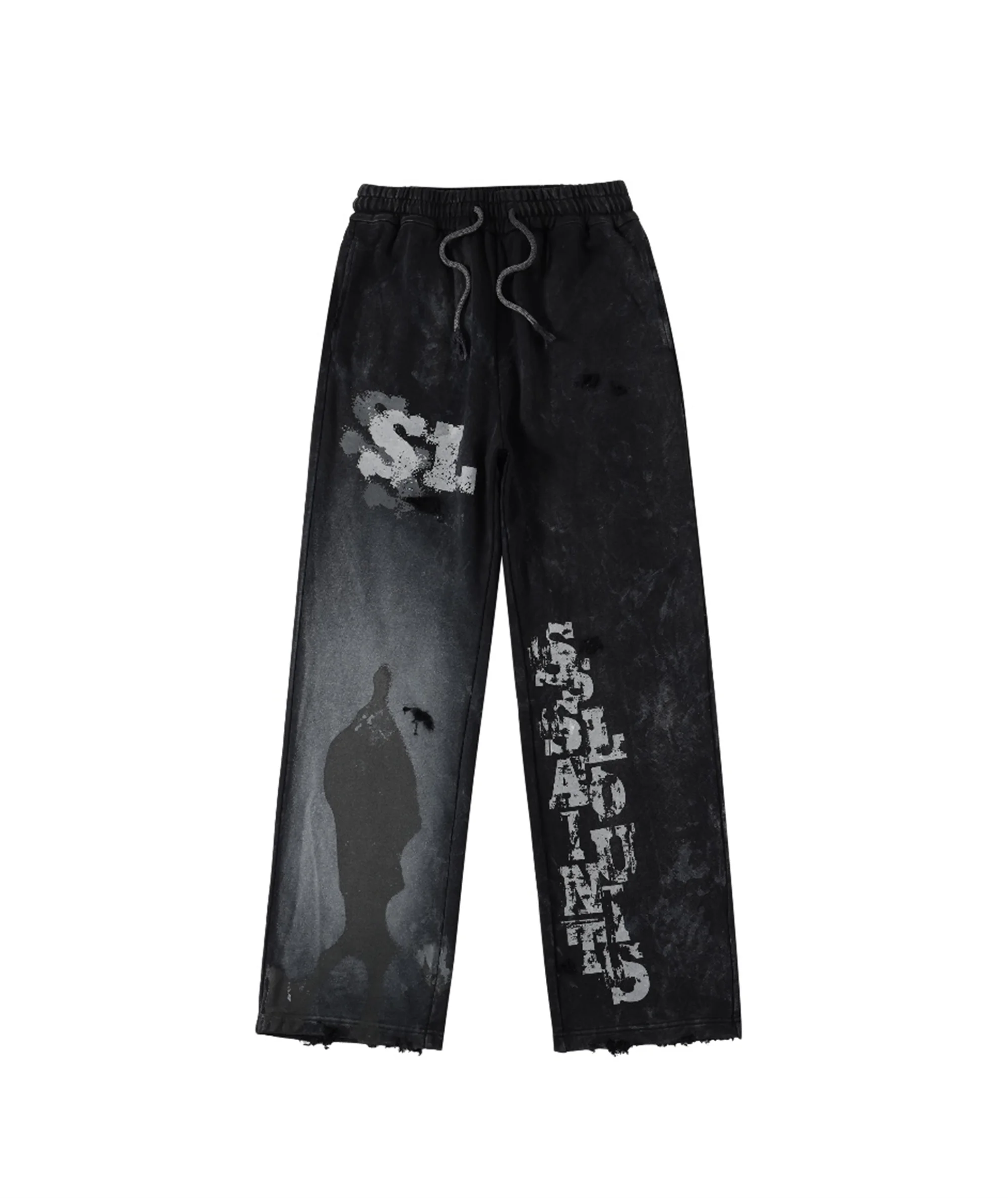 New Arrival SSAINT LOUIS Dirty Old Graffiti Printed Drawstring Sanitary Pants Casual Sport Pants