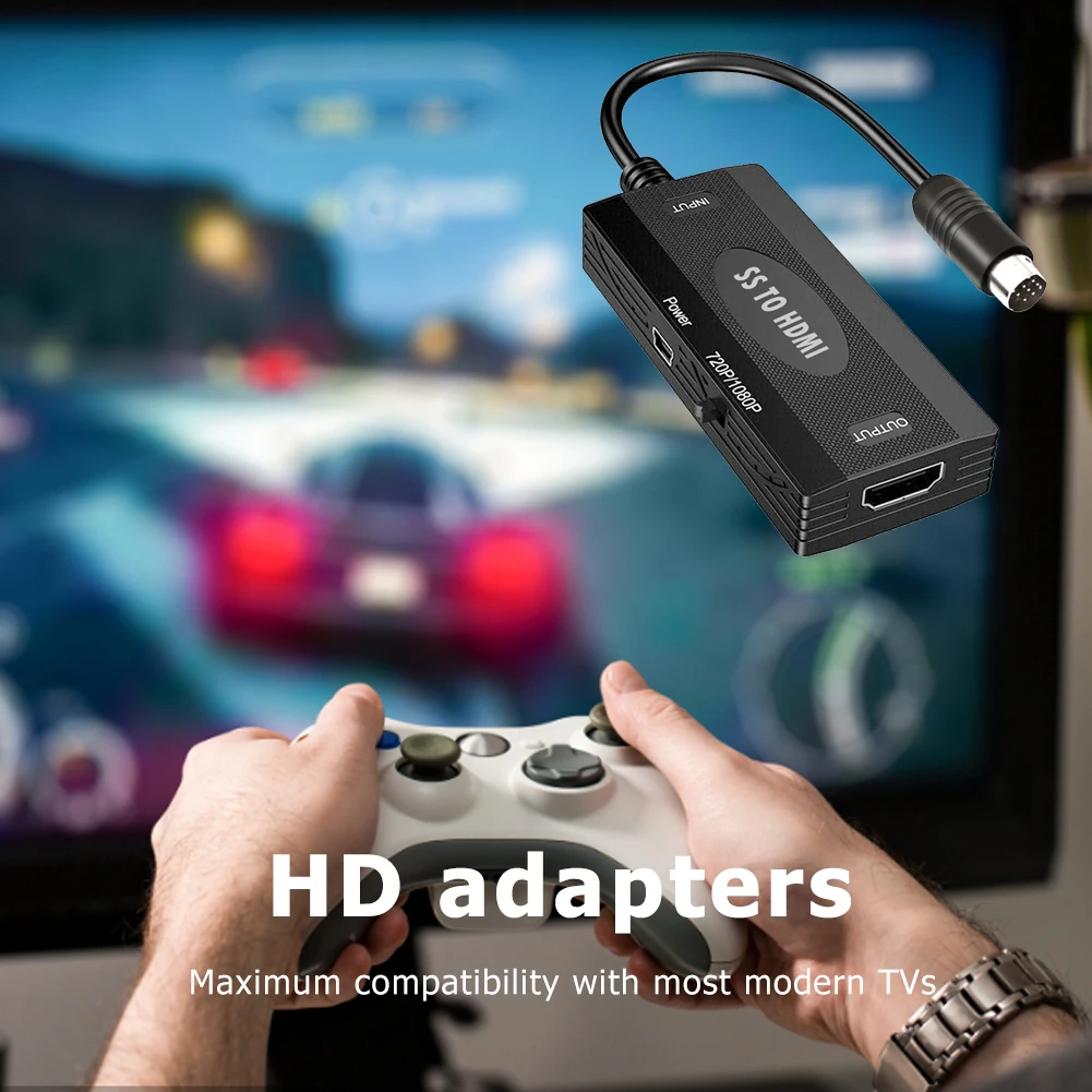 Professional SS to HDMI-Compatible Adapter for Sega Saturn Game Console HD TV Converter Kit with USB Cable Gaming Accessories