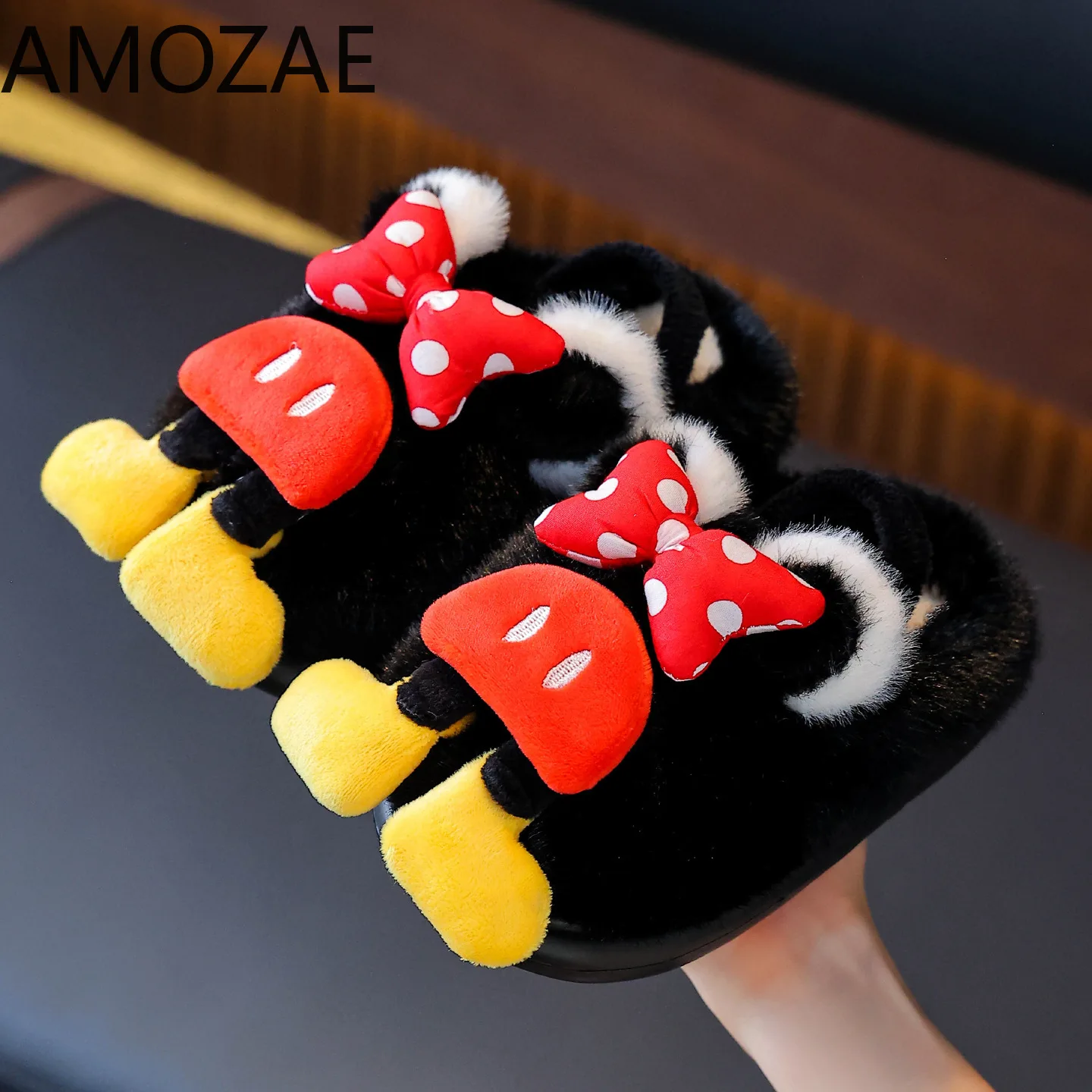 Cartoon Character Plush Slippers For Women Autumn Winter Cute Non-Slip EVA Sole Indoor Outdoor Warm Thick Sole Cotton Shoe