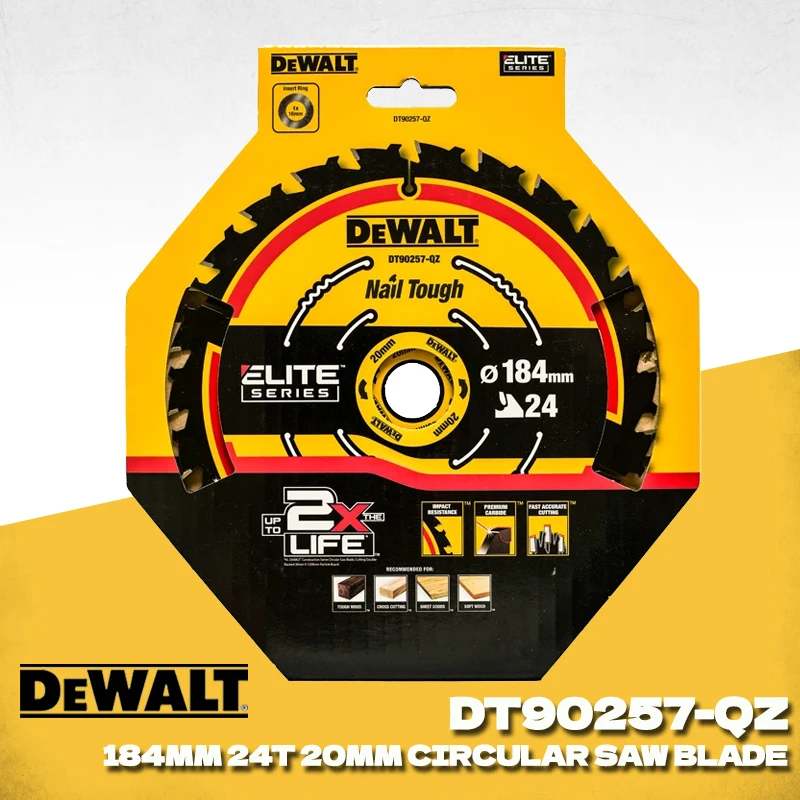 DEWALT DT90257 Circular Saw Blade 2X 184mm*20/16mm 24T Carpentry Dedicated Woodworking Cutting Disc Dewalt DT90257-QZ