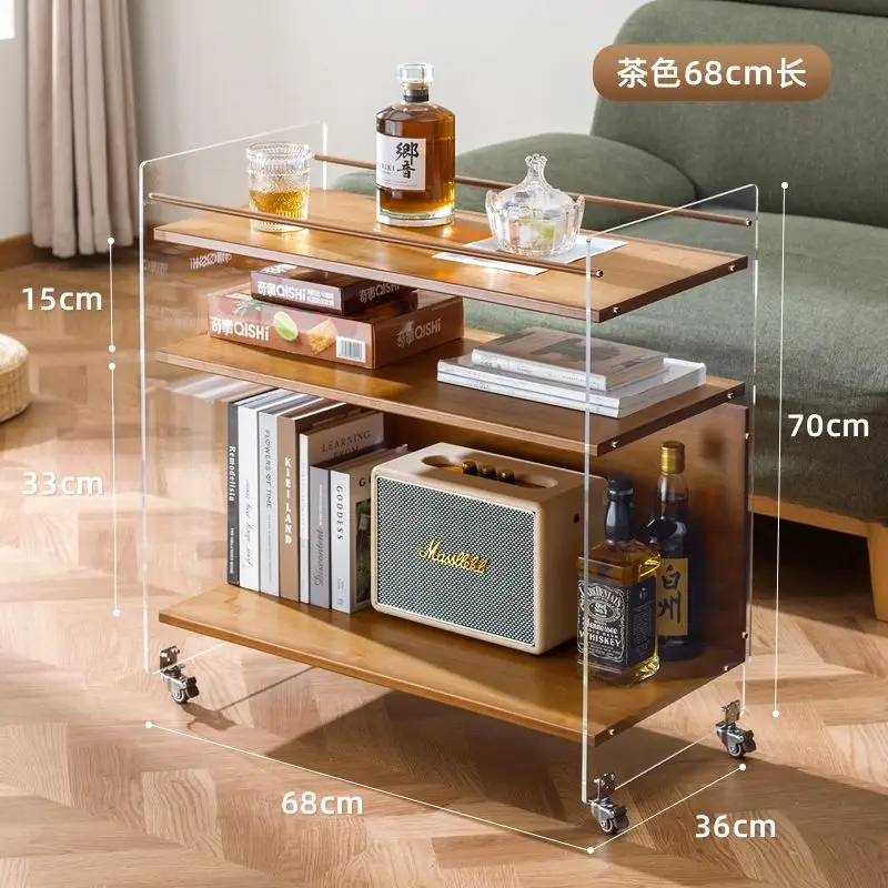 Acrylic Side Table Small Trolley Ins Simple Creative Coffee Table Movable Home Living Room Bedroom Bedside Small Table