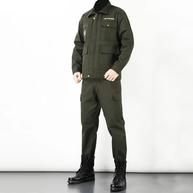 New Outdoor Labor Insurance Clothing Cotton Spring and Autumn Men's Work Clothes Wear-resistant Welder Jacket Pants Suit