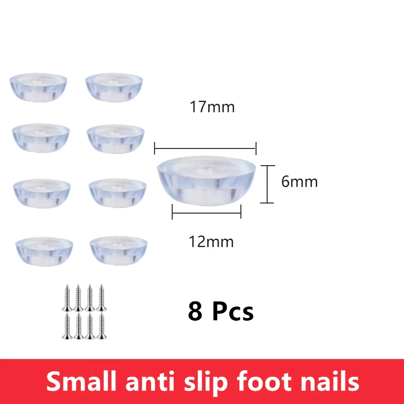 

8 Pcs/Lot Transparent 17mm Small Furniture Floor Mats Anti Slip Tables Chairs Increased Moisture-proof Foot Nails Silicone Pads