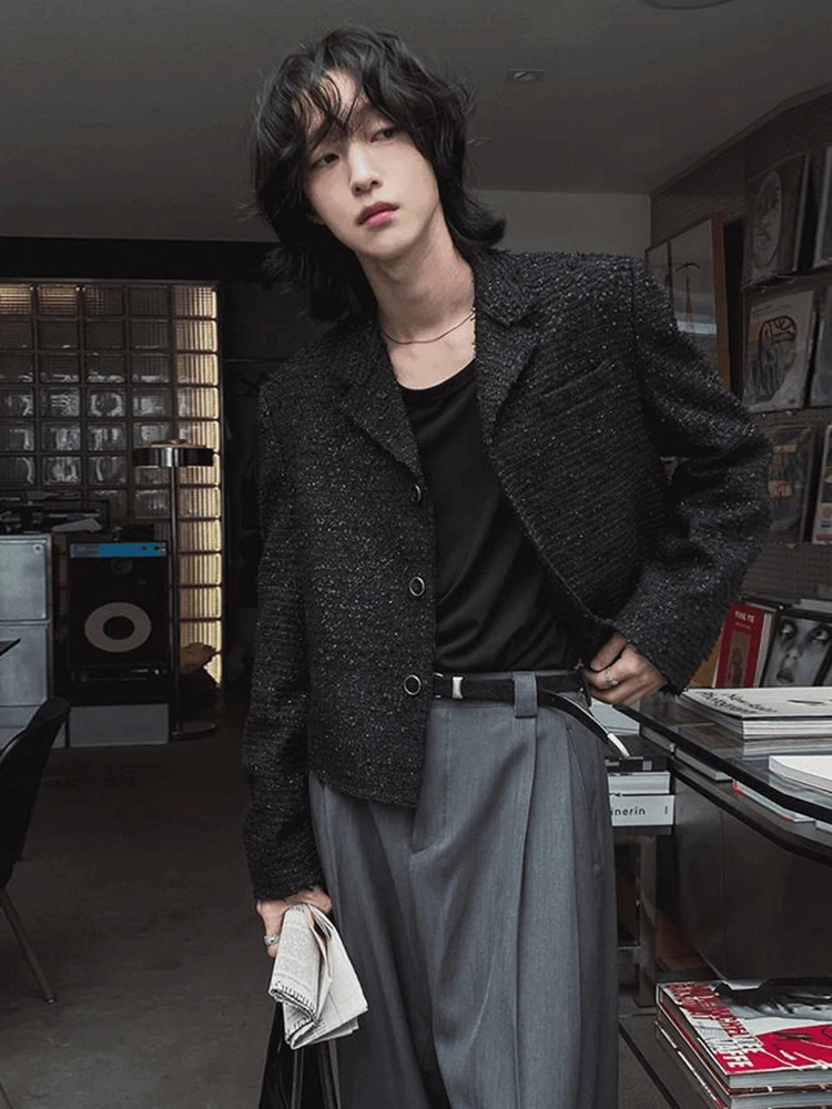 

Cleanfit ort oulder Pad Little Bla Dr Sle Men's Suit Jaet Autumn Korean Luxury High Sensation Cool Haome Jaet